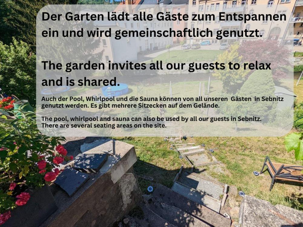 F2 - Urlaubsmagie Sauna, Whirlpool, Pool & Garten Sebnitz Exteriör bild